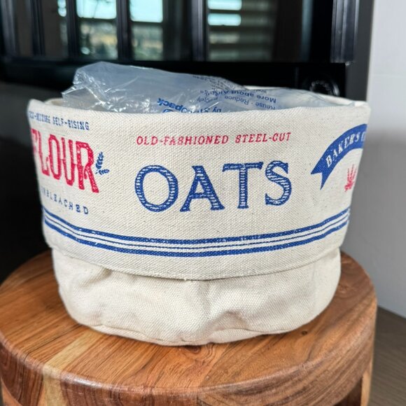 Vintage Flour Sack Fabric Bowl — Farmhouse Kitchen Decor - Picture 2 of 10